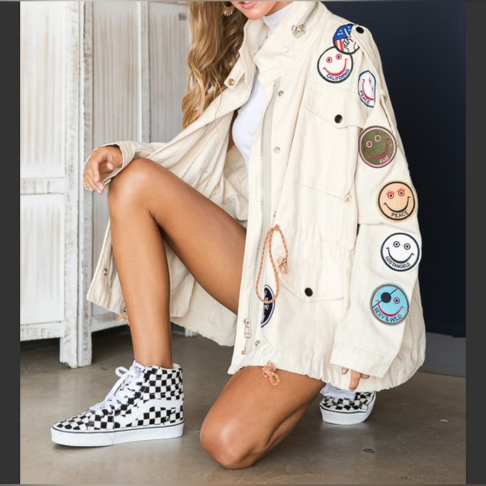 #64055 🛑L NEW! Boho Chic Trendy Smile Patchwork Jacket - Picture 5 of 6